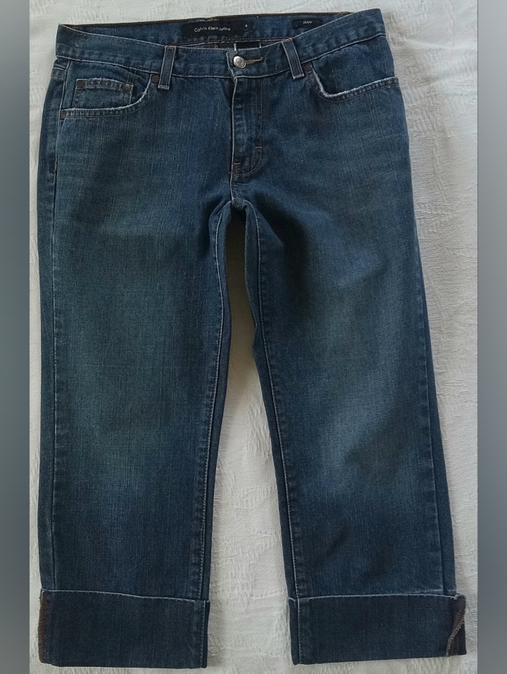 Womens Calvin Klein Lean Fit Cuffed Jean Capris Size 6